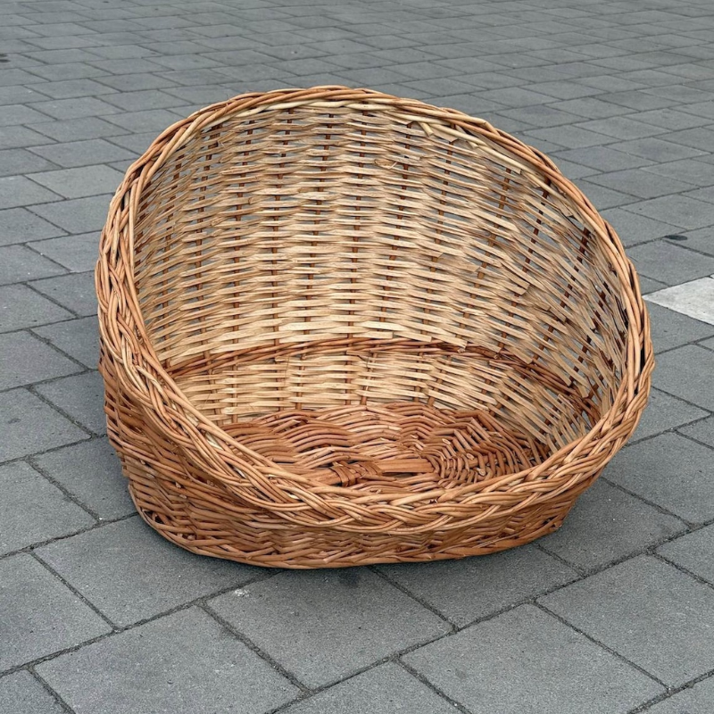 Willow Dog Bed with Beige Cushion.