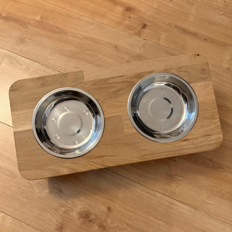 Elevated Oak Cat Feeding Station.