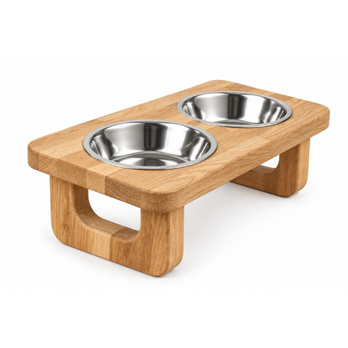Elevated Oak Cat Feeding Station.