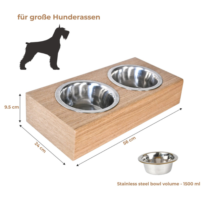 Wall Mounted Wooden Dog Bowl Stand.