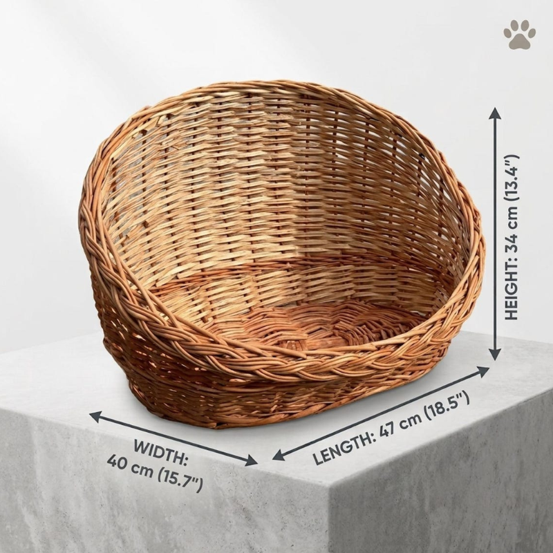 Willow Dog Bed with Beige Cushion.