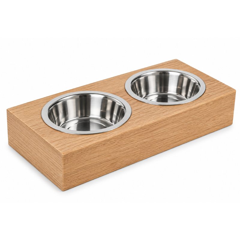 Wall Mounted Wooden Dog Bowl Stand.