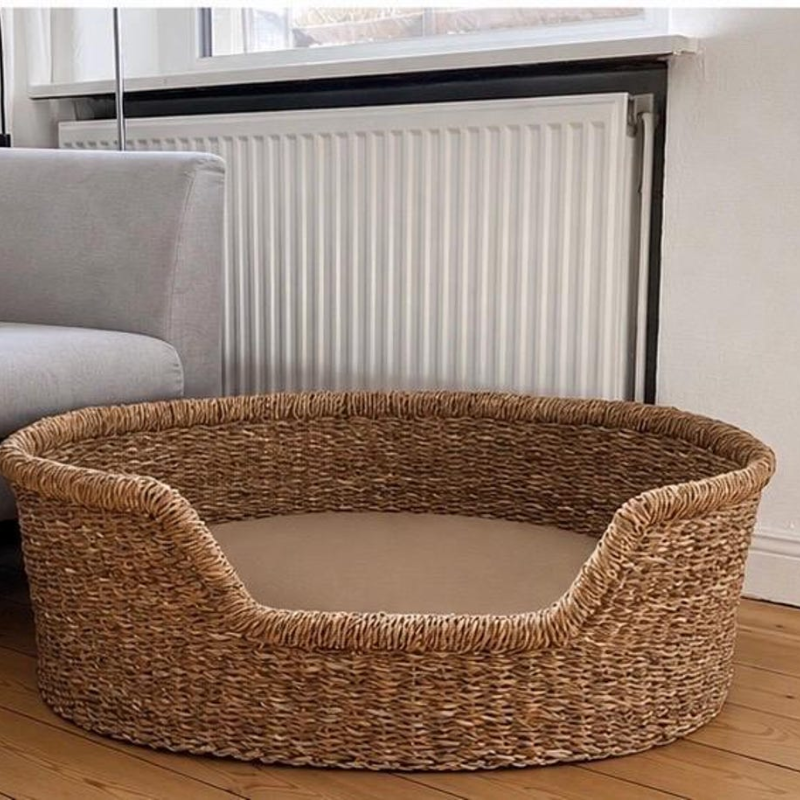 Seagrass Dog Bed with Cushion.